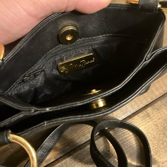 Paloma Picasso Vintage Black Leather Crossbody Shoulder Bag Purse Made in Italy - Picture 4 of 11